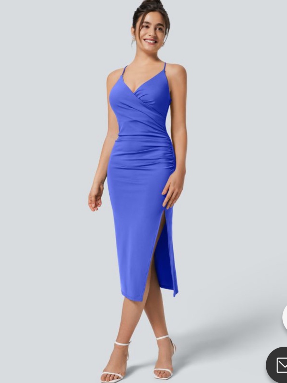 NWT Halara SoftlyZero™ Airy Crossover Ruched Lace Up Bodycon Cool Touch Dress, L